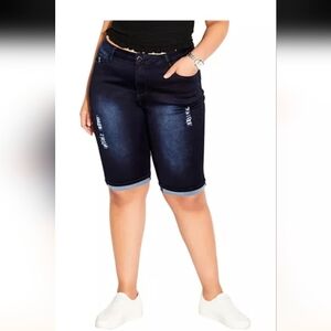 CITY CHIC Plus Size Knee Turn Up high rise denim Short Size 16